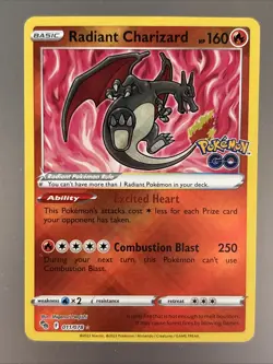 Pokemon TCG Radiant Charizard Holo Rare Card 011/078 Pokemon Go - Image 1