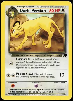 Dark Persian 42/82 Uncommon Team Rocket Pokemon Card - Image 1