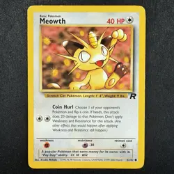 Pokemon TCG Meowth 62/82 Team Rocket Unlimited Common WOTC Card 2 - Image 1