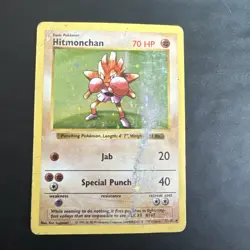 Pokemon Base Set Shadowless Hitmonchan Holo Rare Card 7/102 Damaged - Image 1