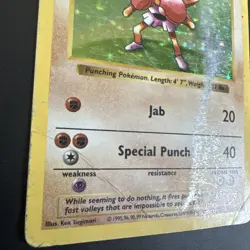 Pokemon Base Set Shadowless Hitmonchan Holo Rare Card 7/102 Damaged - Image 4