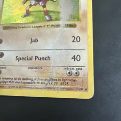 Pokemon Base Set Shadowless Hitmonchan Holo Rare Card 7/102 Damaged - Image 5