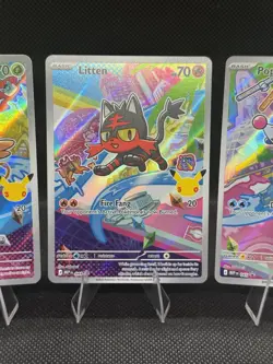 Pokemon First Partner Illustration Set- Rowlet, Litten, & Popplio *MINTY* - Image 5