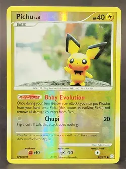 Pokemon Pichu 93/123 Reverse Holo Mysterious Treasures LP - Image 1
