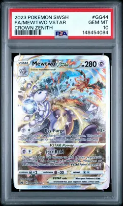 2023 POKEMON SWORD & SHIELD CROWN ZENITH #GG44 FULL ART/MEWTWO VSTAR PSA 10 - Image 1