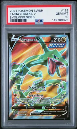 2021 POKEMON SWORD & SHIELD EVOLVING SKIES #193 FULL ART/RAYQUAZA V PSA 10 - Image 1