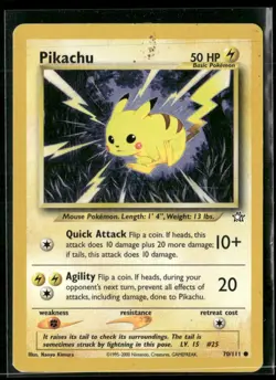 ✰ PIKACHU 70/111 COMMON NEO GENESIS POKEMON ✰ DMG - Image 2