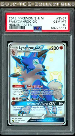 PSA 10 ⭐Pokemon Lycanroc GX SV67 67 Full Art Shiny Hidden Fates Sun Moon Graded - Image 1