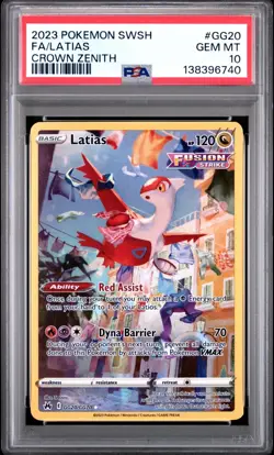 2023 Pokemon Sword & Shield Full Art Latias Crown Zenith #GG20 PSA 10 GEM MINT - Image 1