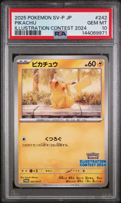 2025 POKEMON JPN SVP PROMO ILLUSTRATION CONTEST 2024 #242 PIKACHU PSA 10 FREE SH - Image 1