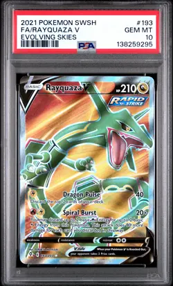 2021 Pokemon Sword & Shield Evolving Skies #193 Fa/Rayquaza V PSA 10 - Image 1