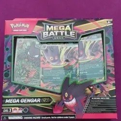 Pokemon Mega Battle Deck Mega Gengar EX Foil Cards Deck Box Playmat Coin 2023 - Image 1