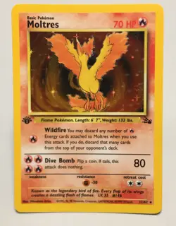 1st Edition Holo Moltress Card - Ungraded/Near Mint - Fossil 12/62 - 1999 - Image 1