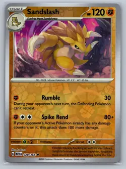 Sandslash SV: Scarlet & Violet 151 #028/165 Uncommon Reverse Holo Pokemon Card - Image 1