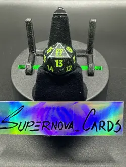 x1 MTG d20 Spindown dice, Final Fantasy, Golgari, black with green - Image 1