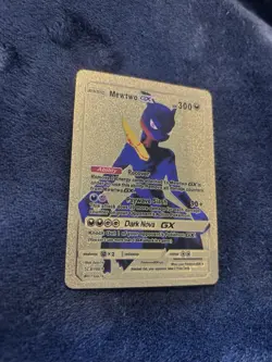 Pokemon Mewtwo GX Dark Nova Gold Foil Vinyl Card Textured Collector's Edition - Image 1