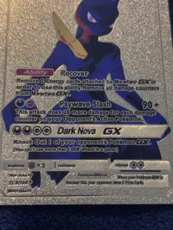 Pokemon Mewtwo GX Dark Nova Gold Foil Vinyl Card Textured Collector's Edition - Image 2