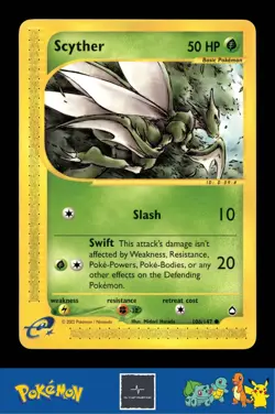 👾 2003 Pokemon e-Series Aquapolis 106/147 Scyther - Image 1