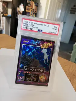 1998 Pokemon Japanese Meiji Promo 14 Mew Flying Prism PSA 9 LOW POP RARE - Image 1