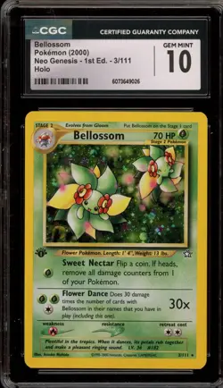 Pokemon Bellossom Neo Genesis 1st Edition Holo Rare #3 CGC 10 Gem Mint - Image 1
