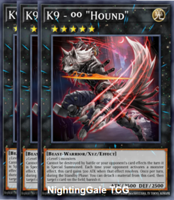 Yugioh! 3x K9 - #ØØ "Hound" Rare Justice Hunters JUSH-EN036 - Image 1
