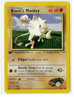 Brocks Mankey 68/132 - Pokemon Gym Heroes 1st Edition Common Card WOTC LP - Image 1