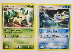 Vaporeon 34/100 Majestic Dawn and Leafeon 24/100 Lot Of 2 Pokemon Cards 2008 - Image 1