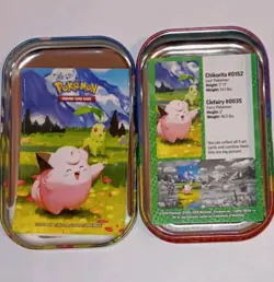 Nintendo Pokemon TCG Tin Chikorita & Clefairy TIN AND STICKER / CARD ONLY - Image 2