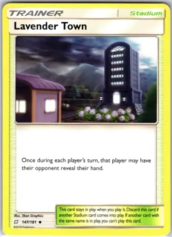 Lavender Town 147/181 Uncommon Regular Card SM - Team Up Pokemon TCG LP - Image 1