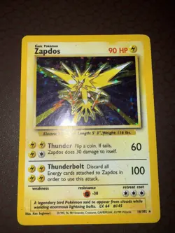 Pokemon! Zapdos - Base Set - Holo - 16/102- MP! - Image 2