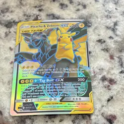 Pokemon Pikachu & Zekrom GX Ultra Rare Full Art 162/181 SM Team Up Holo English - Image 2