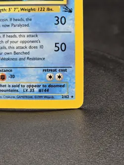 Pokemon TCG Articuno 2/62 Fossil 1st Edition Rare Holo Vintage WOTC - Image 5