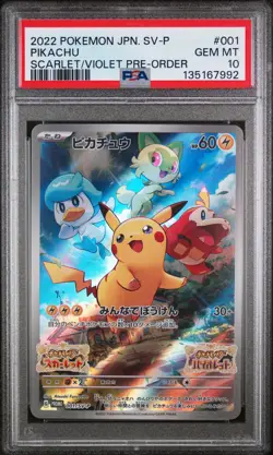 2022 POKEMON JPN SV PROMO SCARLET & VIOLET PRE-ORDER #001 PIKACHU PSA 10 - Image 1