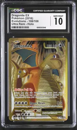Dragonite EX Full Art 106/108 Evolutions Ultra Rare Holo CGC 10 Pokemon TCG - Image 1