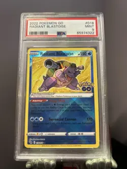 PSA 9 Radiant Blastoise Holo Radiant Rare 018/078 Pokemon GO English - Image 1