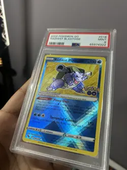 PSA 9 Radiant Blastoise Holo Radiant Rare 018/078 Pokemon GO English - Image 3