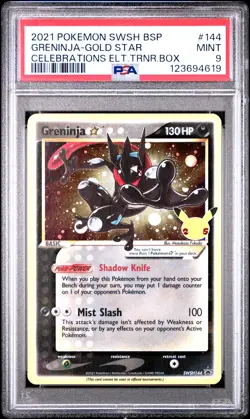 2021 POKEMON SWSH BLACK STAR PROMO #144 GRENINJA-GOLD STAR PSA 9 - Image 1