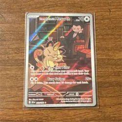 Team Rocket's Meowth 203/182 Sv10 Destined Rivals Holo Illustration Rare 70 HP - Image 1