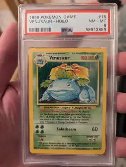 Pokemon TCG • Venusaur 15/102 Holo Rare Base Set 1999 Unlimited • PSA 8 NM-Mint - Image 1