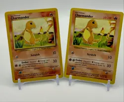 Charmander Base Set 46/102 Lot (x2) WOTC Vintage Pokemon Cards 🔥 NM/LP - Image 1