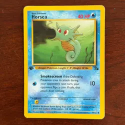 1st Edition Horsea 49/62 Common Fossil Pokemon Card - Image 1