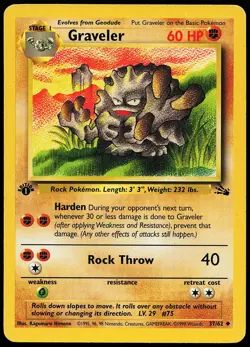 Graveler 37/62 Uncommon Fossil 1st edition Pokemon Card - Image 1