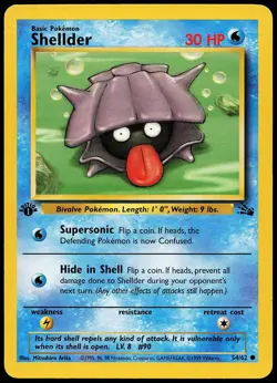 Shellder 54/62 Common Fossil 1st Edition Pokemon Card - Image 1