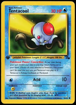 Tentacool 56/62 Common Fossil 1st Edition Pokemon Card - Image 1