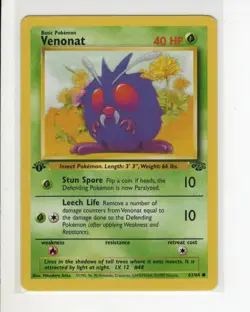 VENONAT JUNGLE SET 1ST EDITION POKEMON CARD 63/64 LP - Image 1