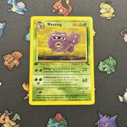 1st Edition Weezing 45/62 EX/MP -Vintage Pokemon Card- Fossil (8q) - Image 1
