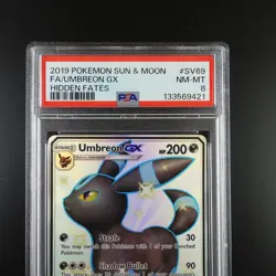 PSA 8 Umbreon GX SV69/SV94 Pokemon Hidden Fates Full Art Holo Card - Image 2