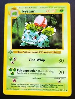 Ivysaur 1st Edition Shadowless Base Set 30/102 Non Holo Pokemon TCG Card - Image 1