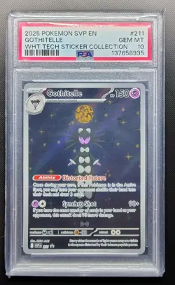 Pokemon TCG Gothitelle SVP 211 White Flare Tech Sticker Collection PSA 10 Gem MT - Image 1