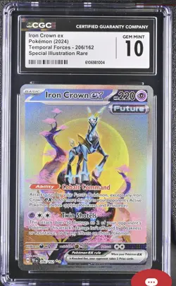 PSA 10 Iron Crown Ex 206/162 Special Illustration Rare Temporal Forces Pokemon - Image 1